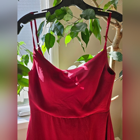 Azazie Daenerys Burgundy Flowy Cowl Chiffon Dress - Picture 6 of 9